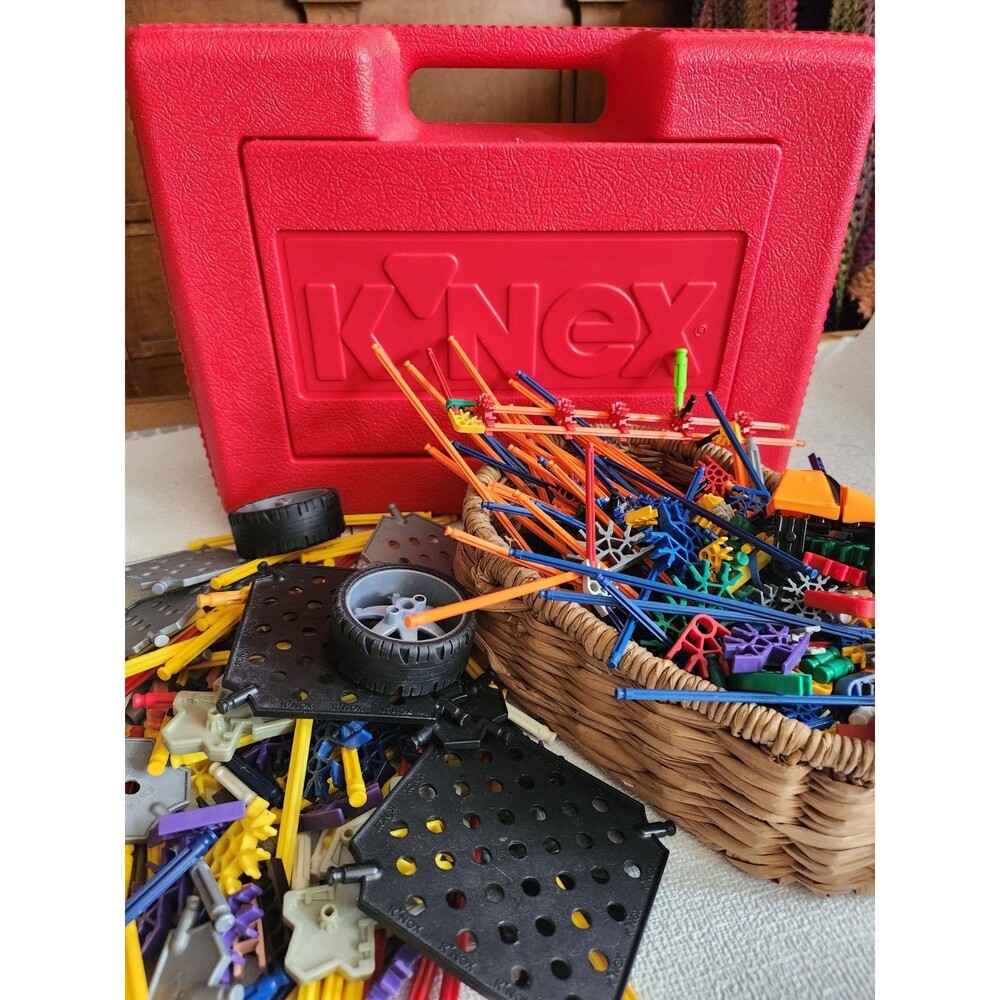 Vintage K'NEX Red Box Hard Case 90's Filled with Knex Micro Regular